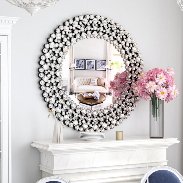 Crystal Round Wall Mirror Large Mirrors 86x86 cm