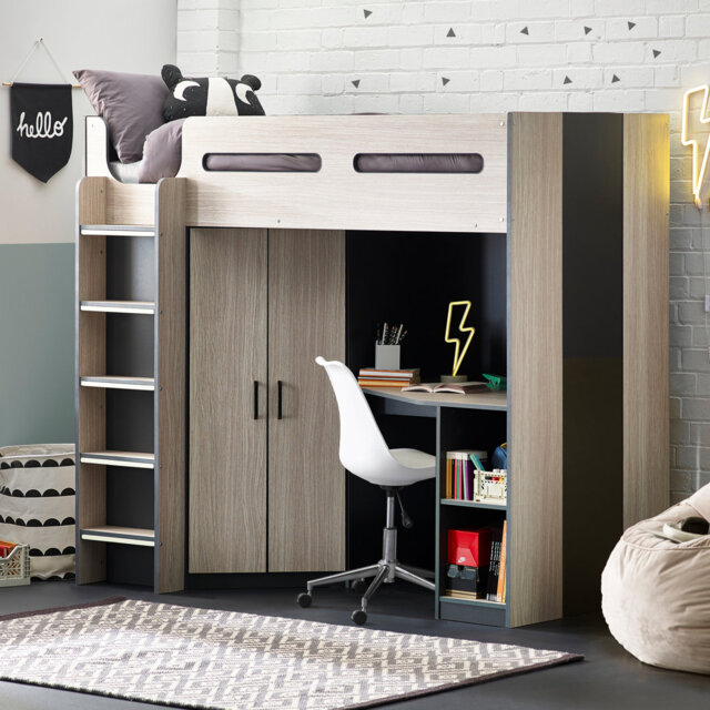Boylan Single (3') High Sleepers with Storage Included with Desk Included