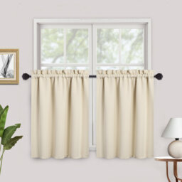 "Blackout Valance Kitchen Curtain – Short Thermal Room Darkening Rod Pocket Cafe Curtain, Noise Reducing & Light Blocking – Easy Care –26""*45""*2"