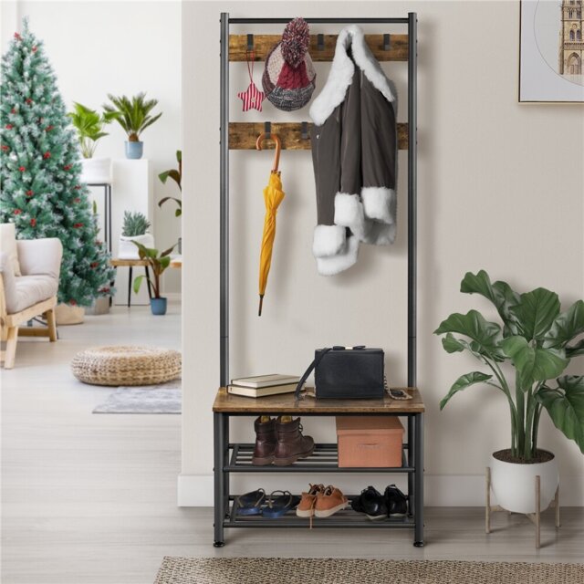Hall Tree 72.5cm Wide with Bench and Shoe Storage