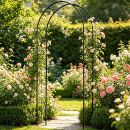 2.3M Vintage Metal Garden Arch - Heavy Duty Steel Arbor With Decorative Trellis Sides For Roses, Vines & Climbing Plants - Weather-Resistant Outdoor P