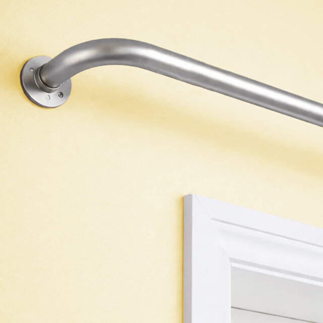 Blackout Curtain Pole Set - Extendable Adjustable Metal Rod with Finials, Rings & Hooks for Heavy Curtains