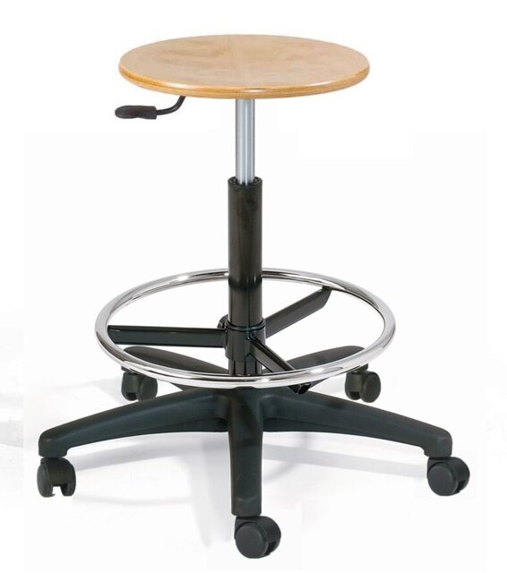 Adjustable Height Ergonomic Stool with Footrest and Removable Casters/Wheels