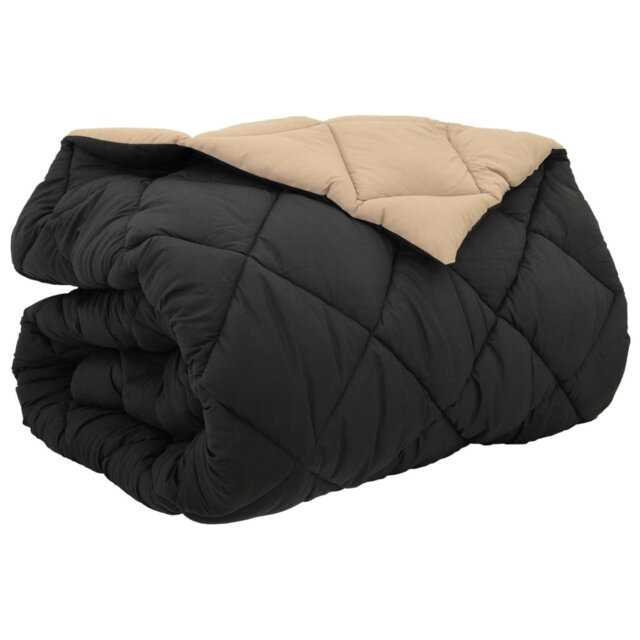 Winter Duvet Black And Taupe 240 X 260 Cm Microfiber