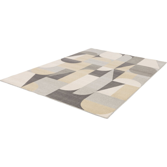 Gleizes Power Loom Wool Beige/Black/Gray Rug