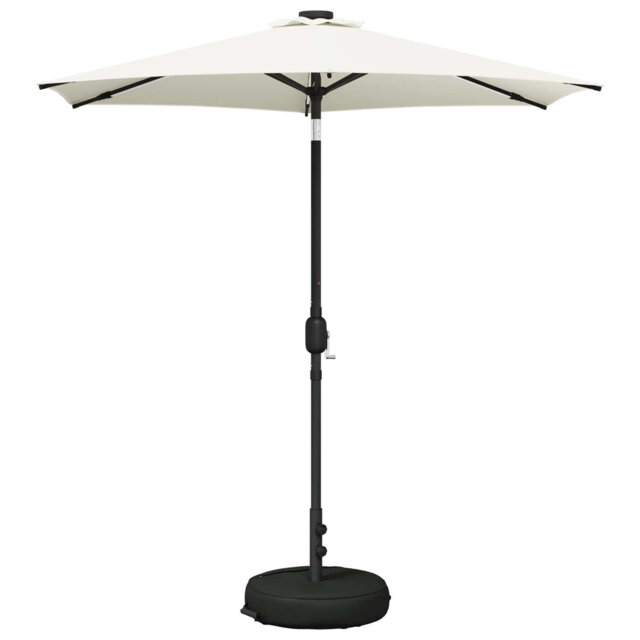 Garden Parasol With LED Lights Polyester Outdoor Shade Patio Umbrella
