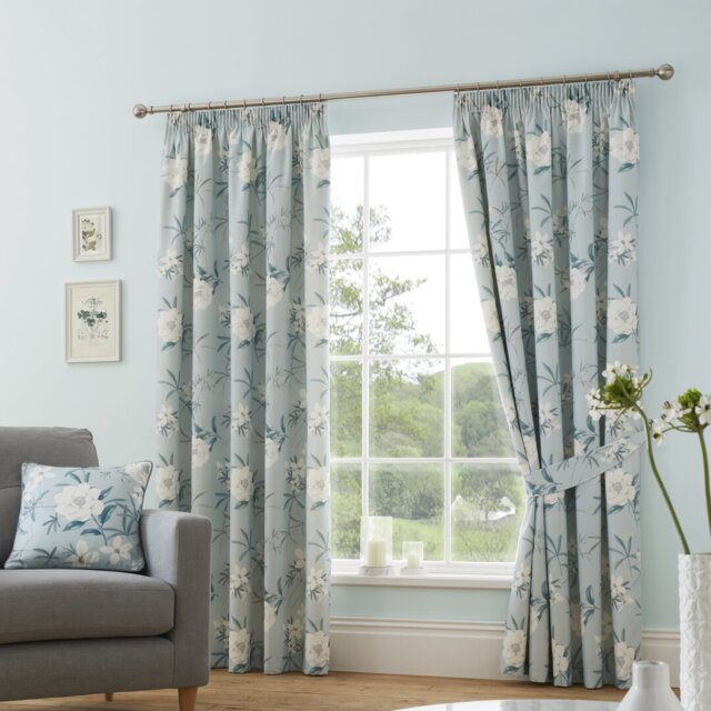 Eve 100% Cotton Pencil Pleat Room Darkening Curtains