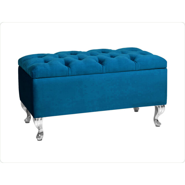 Londona Wide Velvet Tufted Rectangle Solid Color Standard Ottoman Bench with Storage, Upholstery Footstool End of Bed Bench