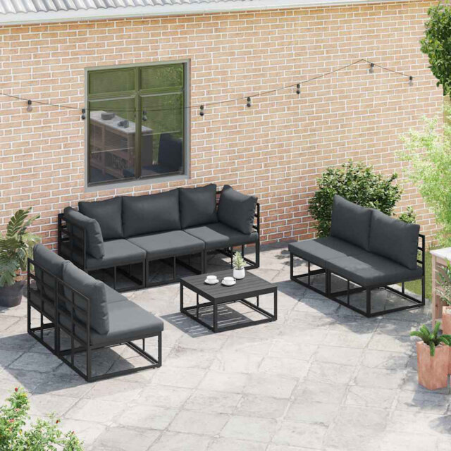 Garden Sofa Set with Cushion Aluminium Outdoor Seating Modern