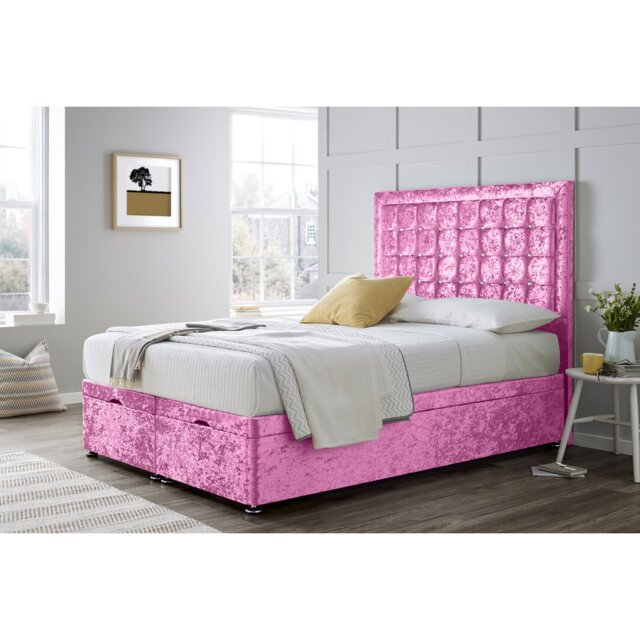 "Verona Florence End Lift Ottoman Divan Bed with 24"" Headboard on Struts"