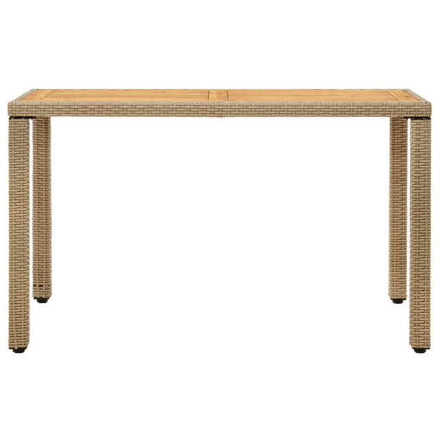 Garden Table Beige 123X60x74 Cm Poly Rattan&Solid Wood Acacia