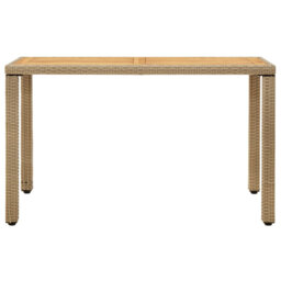 Garden Table Beige 123X60x74 Cm Poly Rattan&Solid Wood Acacia