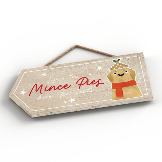 Mince Pies Santa Paws Wooden Plaque Vivid Squid Wholesale Wall Decor
