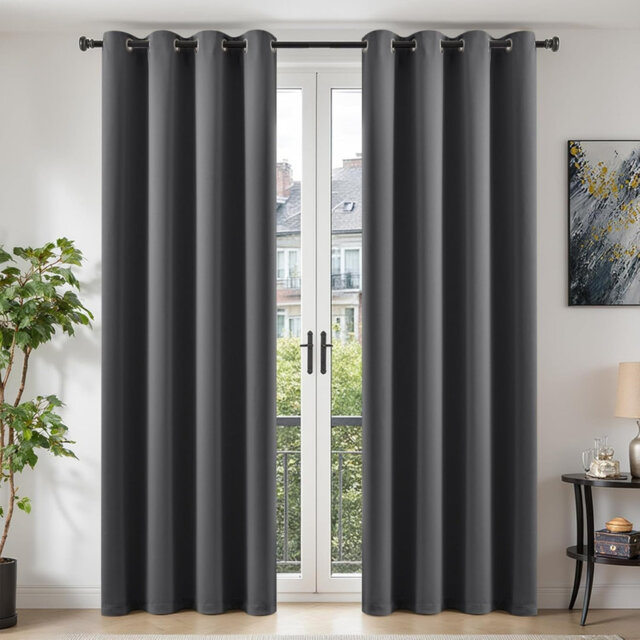 Blackout Grey Thermal Curtains 84 Inch Long Drop Pair W52 x L84 Inch