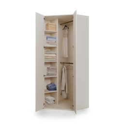 Charlie 1 Corner Wardrobe 100 cm - Space-Saving Storage with Warm Two-Tone Finish