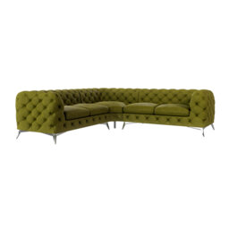 Chesterfield Corner Sofa L-Shape  with Silver Metal Legs