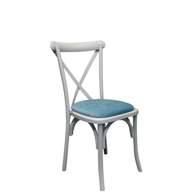 Aviles 43cm H Polyester Blend Upholstered Cross Back Stacking Side Chair