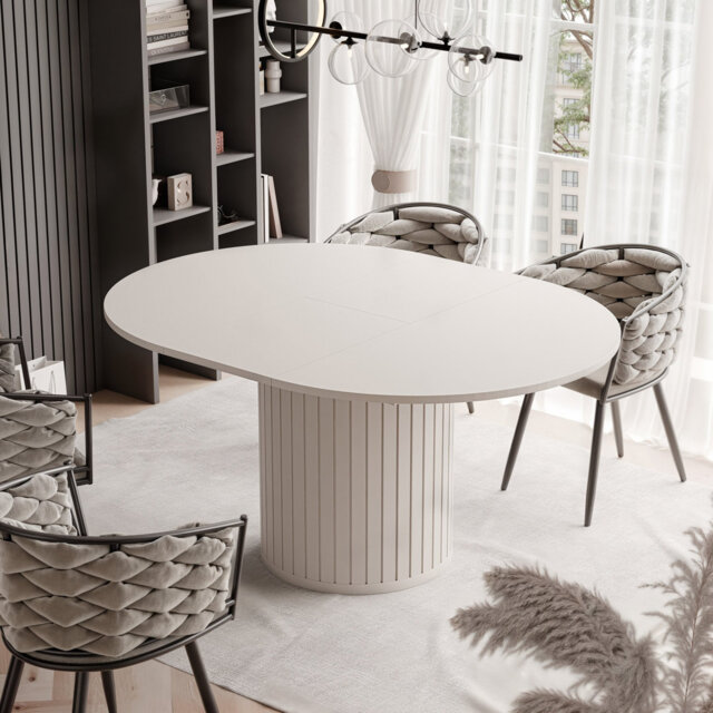Rushad extendable round dining table, 120â160 cm