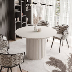Rushad extendable round dining table, 120–160 cm