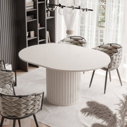 Rushad extendable round dining table, 120–160 cm