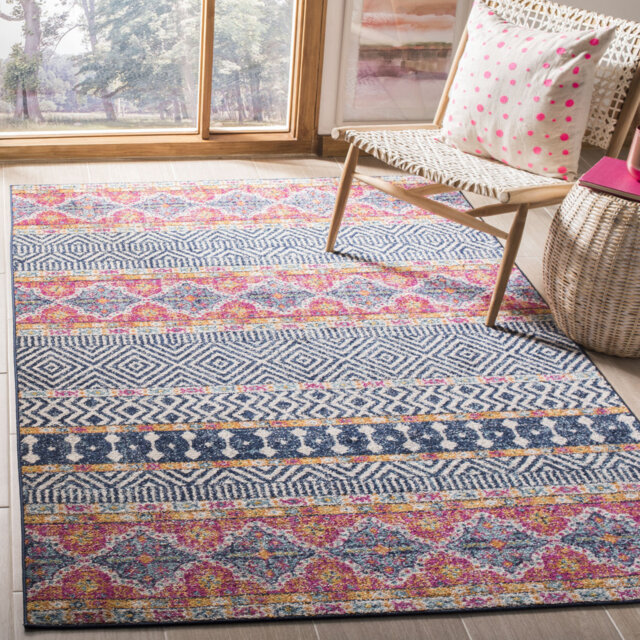 Tabb Hooked Navy/Red Rug