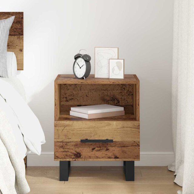 Bedside Cabinet Black Oak 40 X 35 X 47.5 Cm Engineered Wood