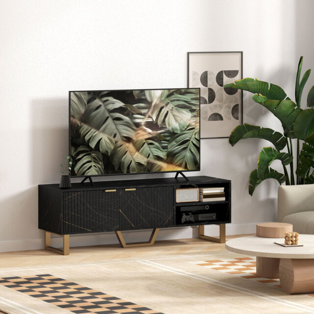 "Marble Effect TV Unit, TV Stand Cabinet for up to 70"" TVs"