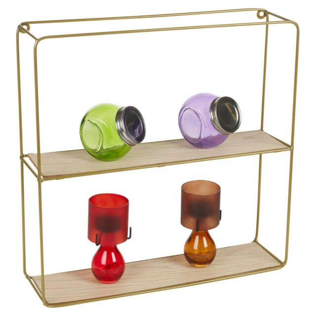 Set Of 4 Metal Wall Shelves Gold