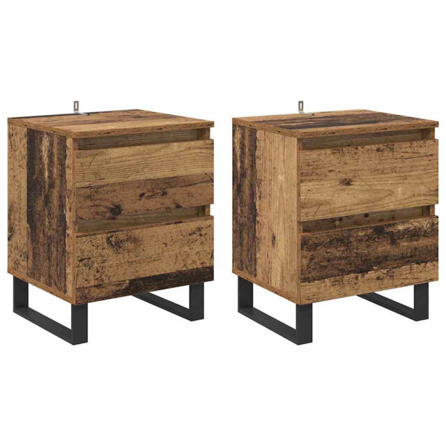 Bedside Cabinet 2 Pcs Black Oak 40 X 35 X 50 Cm Engineered Wood