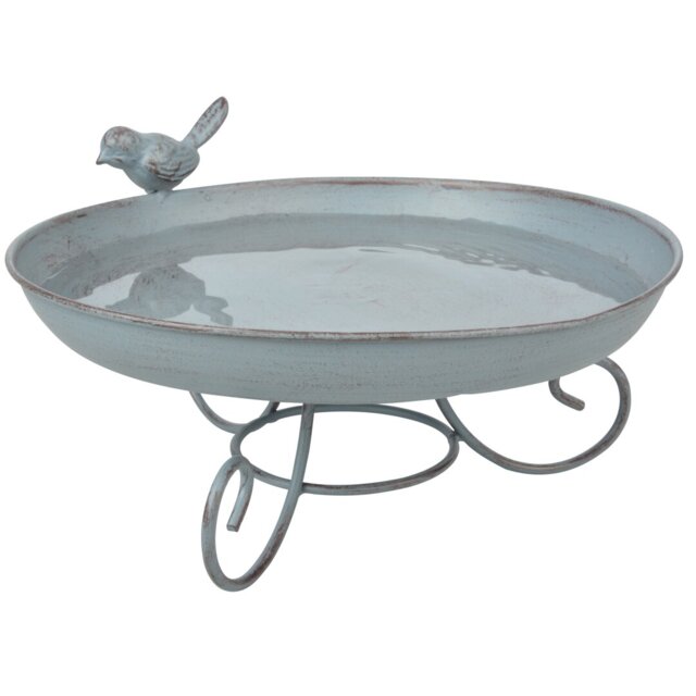Grey Metal Standing Bird Bath