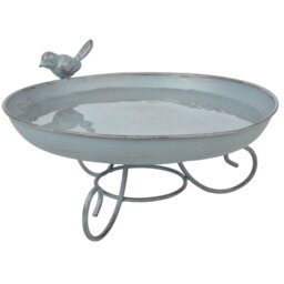 Grey Metal Standing Bird Bath