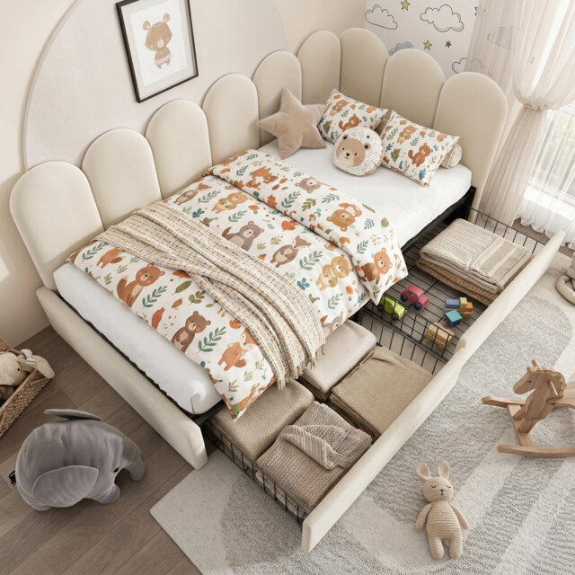 Upholstered Daybed with 2 Drawer