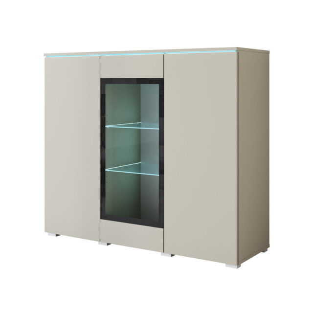Dejanee Cm, Chest Of Drawers With Glass Panels, With Led Lighting