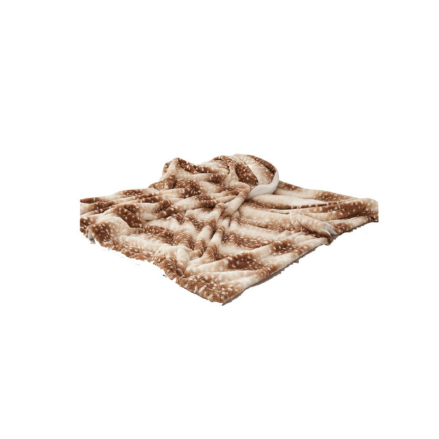Luxury Faux Fur Blanket Deer Print, Waterproof Pet Blanket Washable, Woman Sofa Bed Couch Throw,127x150cmh, Brown
