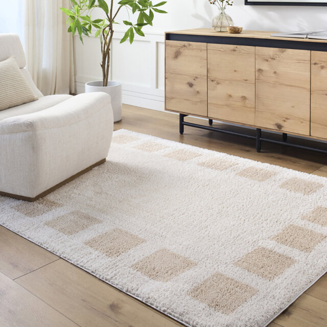 Machine Washable Shaggy Boho Beige Area Rug
