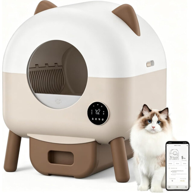 Self-Cleaning Cat Litter Tray – 76L Smart Automatic Litter Box with App Control, Anti-Pinch Safe Design for Multi-Cats – Odor-Free & Quiet Motor