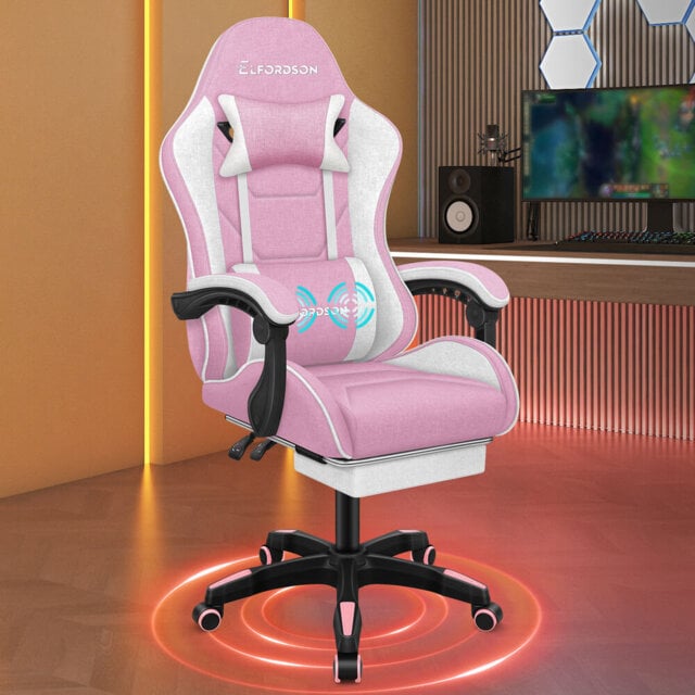 Gaming Chair Recliner Massage Cushion Footrest Padded Executive Office