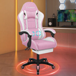 Gaming Chair Recliner Massage Cushion Footrest Padded Executive Office