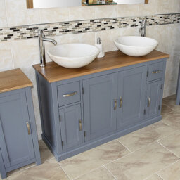 Oahu Solid Beech 1230mm Free-standing Double Vanity Unit