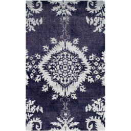 Hand Knotted Purple/Cream Rug