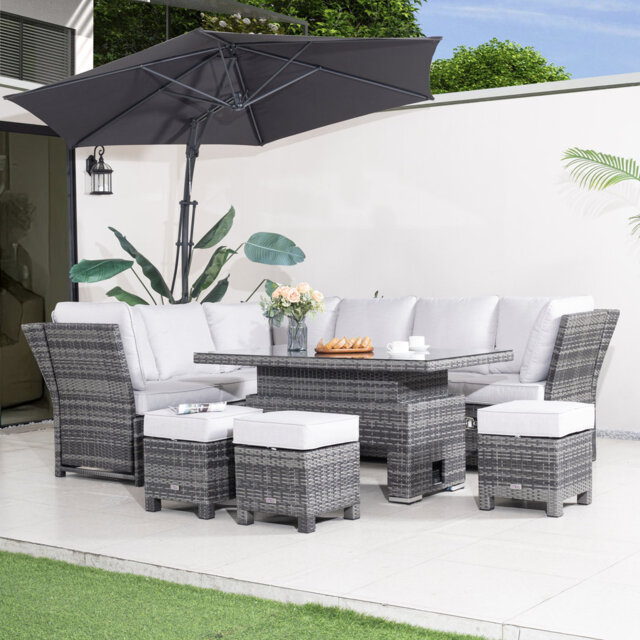 Rattan Outdoor Garden Furniture - Aluminum Frame 7 Pieces Sofa Set