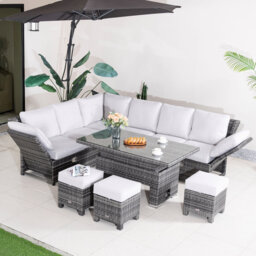 Rattan Outdoor Garden Furniture - Aluminum Frame 7 Pieces Sofa Set
