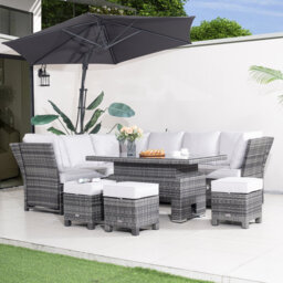 Rattan Outdoor Garden Furniture - Aluminum Frame 7 Pieces Sofa Set