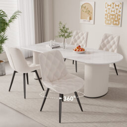 Velvet Swivel Dining Chair, 6cm Thickened Foam Seat, Ergonomic Wide Backrest, 360° Swivel Metal Base, Anti-Slip Feet, Multiple Colours & Sizes Availab