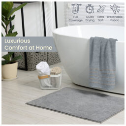 Premium Ribbed Cotton Bathroom Towel Collection, Soft & Plush, Fast Absorbing Hand, Bath Towels & Bath Sheets - 2 Pack