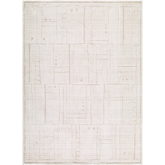 Elle Decor x Livabliss Alma-Modern Ivory Taupe Graphic Living Dining Bedroom Rug