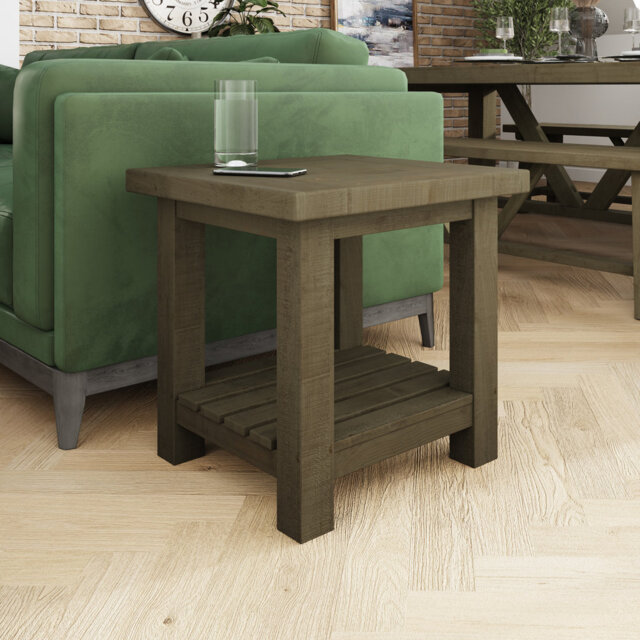 Almerton Side Lamp End Table – Solid Reclaimed Natural Pine