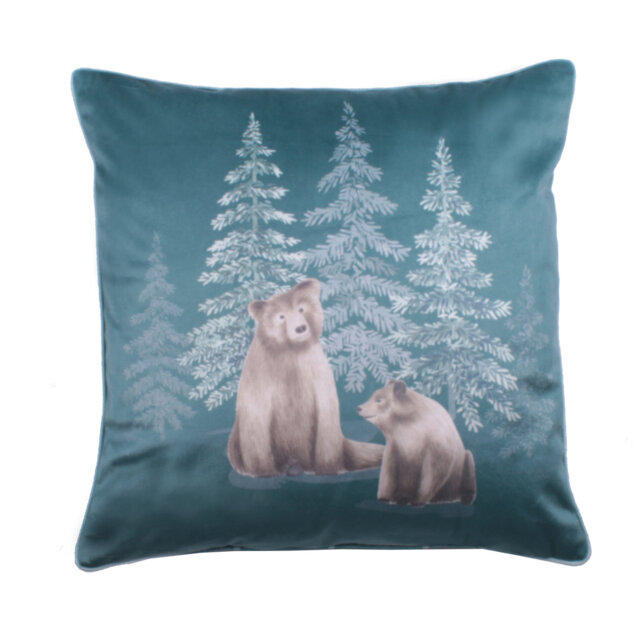 Bear Walks Animal Print Square Scatter Cushion with Filling
