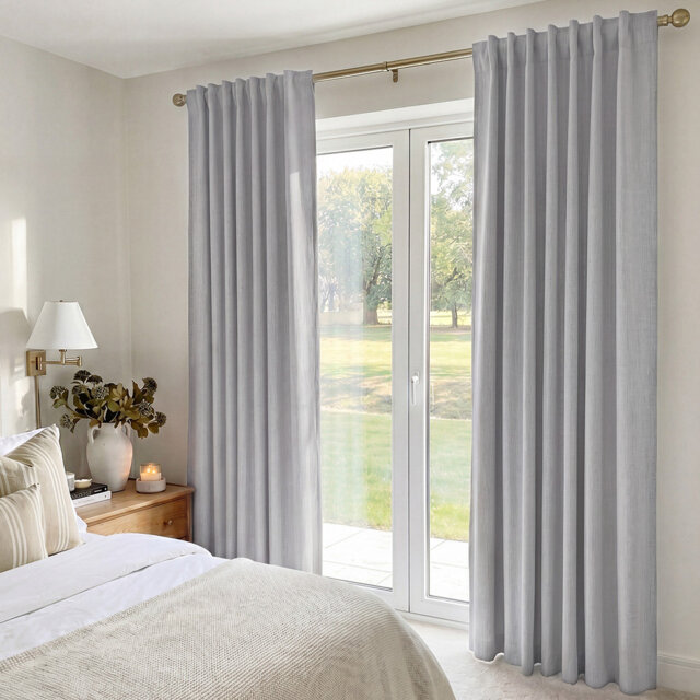 100% Blackout Curtains Thermal Linen Look Pair Ready Made 52x84 in Grey