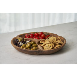 Village Teak Decorative Plate in Brown